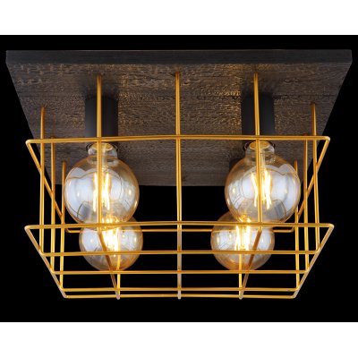 15530B-40D PLAFONIERA ORO WENGE  GLOBO 4XE27