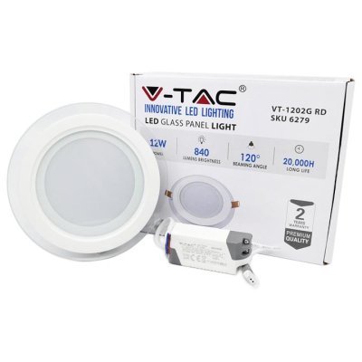 12W PANNELLO LED MINI VETRO - ROTONDO BIANCO NATURALE 4000K