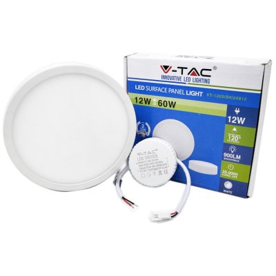 12W PANNELLO LED MONTATO SUPERFICIE PREMIUM ROTONDO BIANCO FREDDO 6400K