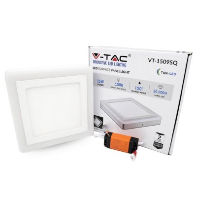 12W+3W PANNELLO LED MONTATO SUPERFICIE QUADRATO BIANCO CALDO 3000K