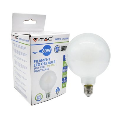 LAMPADINA LED - 7W FILAMENTO E27 G95 OPACO BIANCO 6400K