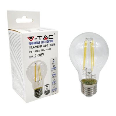 LAMPADINA LED FILAMENTO 8W E27 A67 BIANCO CALDO 2700K