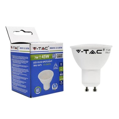 LAMPADINA LED FARETTO 7W GU10 PLASTICA BIANCA BIANCO FREDDO DIMMERABILE 6000K