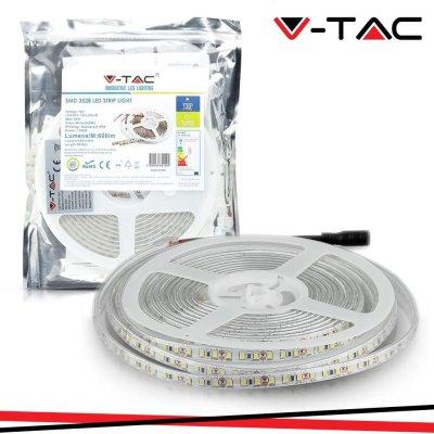 STRISCIA SMD3528 120 LED/M BIANCO CALDO IP65 5000K