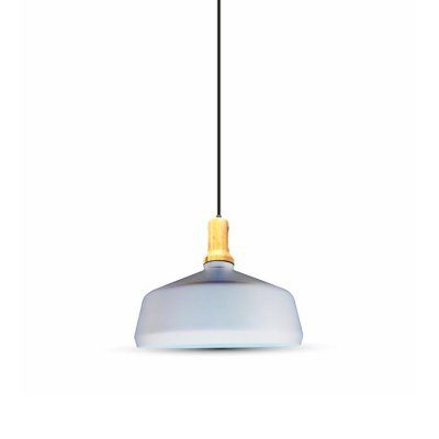 LAMPADARIO CON PORTALAMPADA PARABOLA BIANCA BASE IN LEGNO AMPIO  350