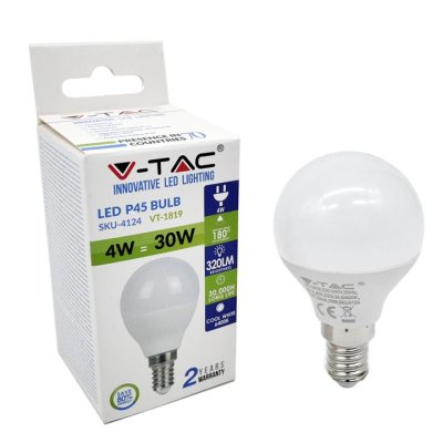 LAMPADINA LED 4W E14 P45 BIANCO NATURALE 4500K
