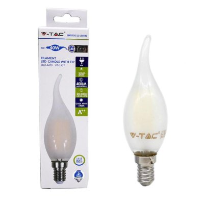 LAMPADINA LED - 4W FILAMENT  E14 OPACO CANDELA FIAMMA BIANCO NATURALE 4000K