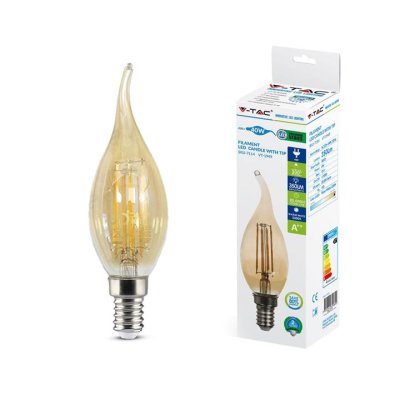 LAMPADINA LED - 4W FILAMENTO  E14 CANDELA FIAMMA AMBER BIANCO CALDO 2200K