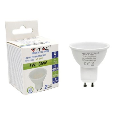 LAMPADINA LED FARETTO 5W GU10 SMD PLASTICA BIANCA BIANCO NATURALE 4500K