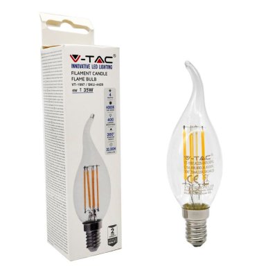 LAMPADINA LED FILAMENTO E14 CANDELA FIAMMA BIANCO CALDO 3000K