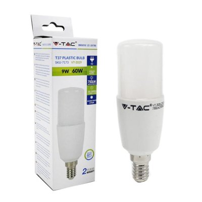 LAMPADINA LED - 9W E14 T37 PLASTICA BIANCO CALDO 2700K