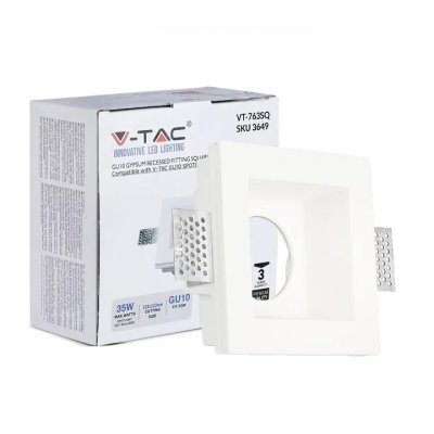 GU10 CORPO QUADRATO GESSO BIANCO 120 X 120 MM