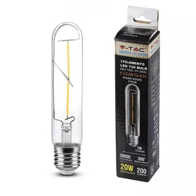 LAMPADINA LED - 2W T30 E27 FILAMENTO BIANCO CALDO 2700K