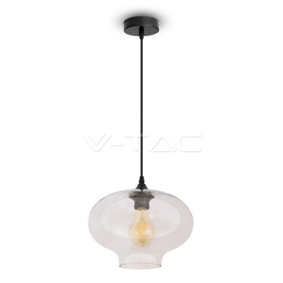 LAMPADARIO CON PORTALAMPADA GLOBO ARTISTICO VETRO TRASPARENTE  280MM