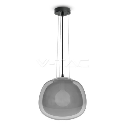 LAMPADARIO CON PORTALAMPADA MODERNO VETRO GRIGIO SOSPENSIONE 3  300MM