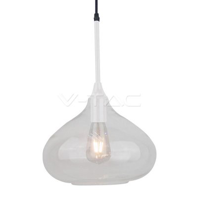 LAMPADARIO CON PORTALAMPADA MODERNO BIANCO VETRO TRASPARENTE  285MM