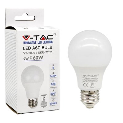 LED LAMPADINA - 9W E27 A60 TERMOPLASTICA WARM WHITE 2700K