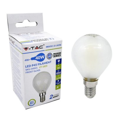 LAMPADINA LED - 4W FILAMENTO CROCIATO E14 P45 FROST  BIANCO FREDDO 6400K