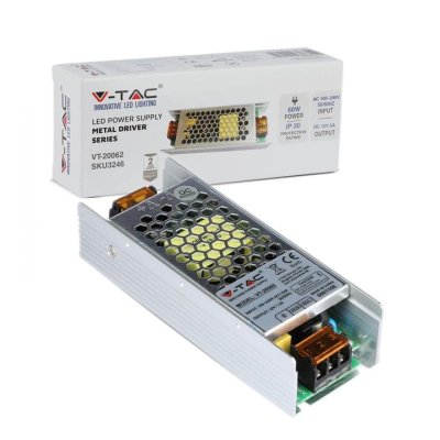 LED ALIMENTATORE - 60W 12V 5A METAL SLIM