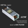 LED ALIMENTATORE - 60W 12V 5A METAL SLIM