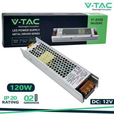 LED ALIMENTATORE - 120W 12V 10A METALLO SLIM