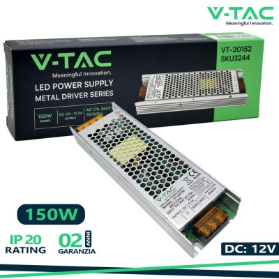 LED ALIMENTATORE - 150W 12V 12.5A METALLO SLIM