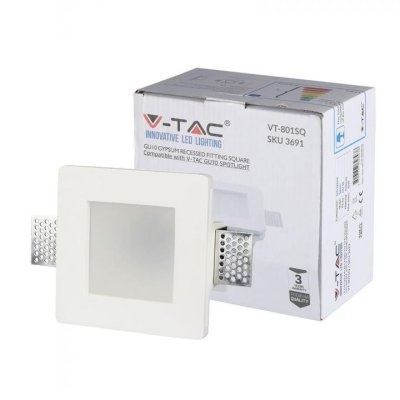GU10 CORPO FARETTO IN GESSO VETRO OPACO QUADRATO
