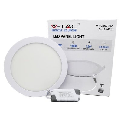 22W LED SLIM PANNELLO LUCE BIANCA ROTONDO 6400K