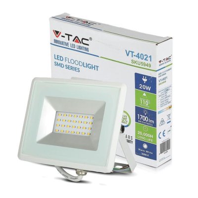 20W LED PROIETTORE E-SERIES CORPO BIANCO LUCE BIANCA 6500K