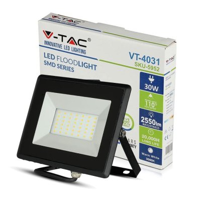 30W LED PROIETTORE SMD E-SERIES CORPO NERO BIANCO NATURALE 4000K