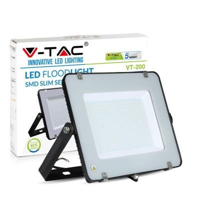 200W LED PROIETTORE  SMD SAMSUNG CHIP CORPO NERO LUCE BIANCO FREDDO 6400K