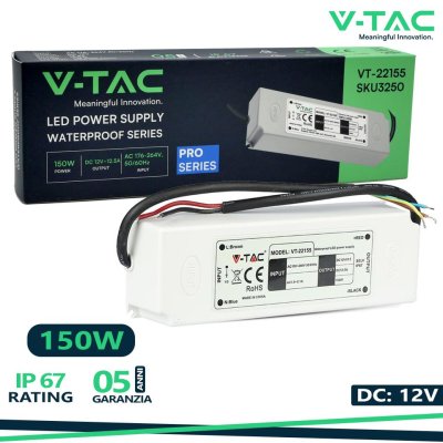 LED PLASTICA SLIM POWER SUPPLY 150W IP67 12V