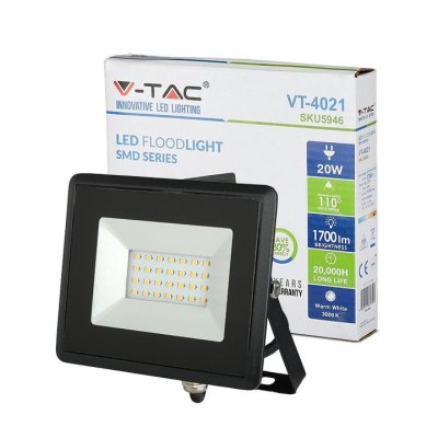 20W LED PROIETTORE SMD  E-SERIES CORPO NERO LUCE BIANCA 6500K