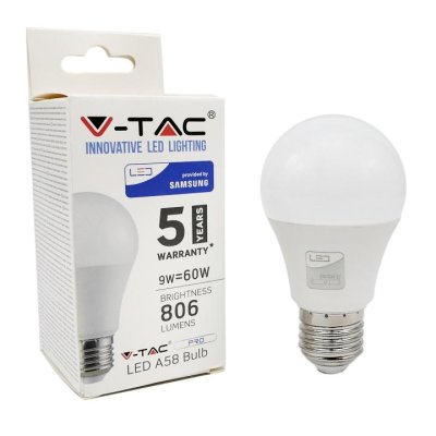 LED LAMPADINA - SAMSUNG CHIP 9W E27 A58 PLASTICA 3000K