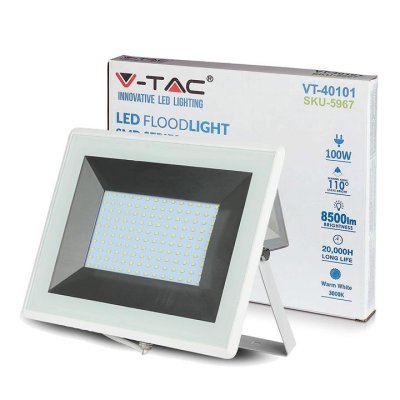 100W LED PROIETTORE SMD E-SERIES CORPO BIANCO BIANCO NATURALE 4000K