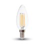 LED LAMPADINA - 6W FILAMENTO E14 CLEAR COVER CANDLE 4000K