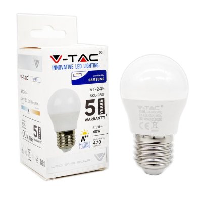 LED LAMPADINA - SAMSUNG CHIP 4.5W E27 A++ G45 PLASTICA 6400K