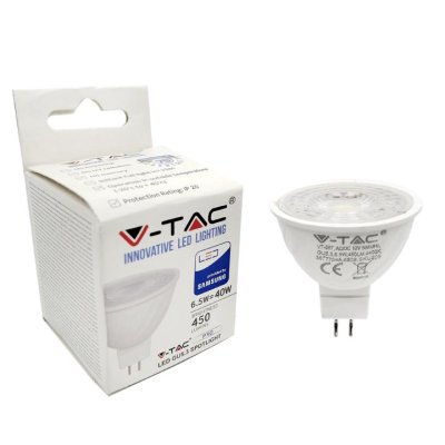 LED FARETTO SAMSUNG CHIP - GU5.3 6.5W MR16 RIPPLE PLASTIC LENS COVER 110  4000K