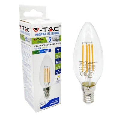 LED LAMPADINA - SAMSUNG CHIP FILAMENTO 4W E14 CANDELA CLEAR COVER 2700K