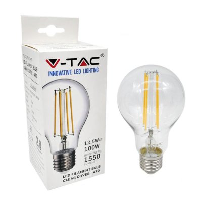 LED LAMPADINA - 12.5W FILAMENT E27 A70 CLEAR COVER 6500K