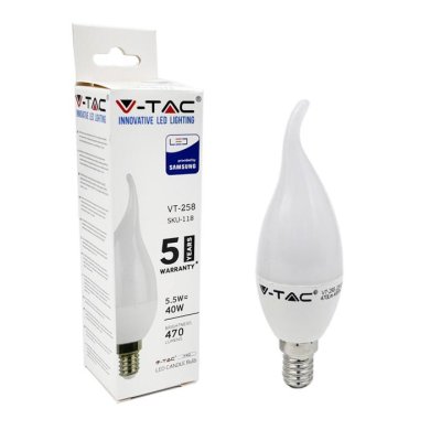 LED LAMPADINA - SAMSUNG CHIP 5.5W E14 PLASTICA CANDELA FLAME 4000K