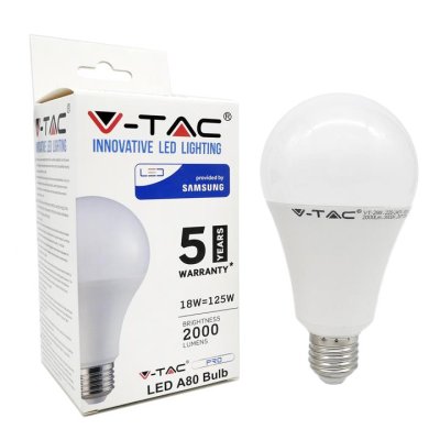 LED LAMPADINA SAMSUNG CHIP 18W E27 A80 PLASTICA 4000K