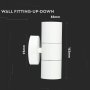 GU10 WALL FITTING STAINLESS STEEL BODY MATT BIANCO IP44 UP DOWN