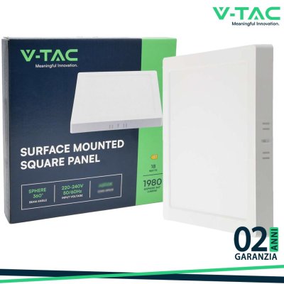 18W LED BACKLIT SURFACE PANNELLO QUADRATO 3000K