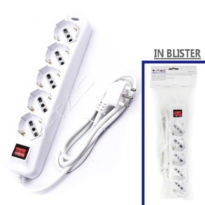 5 POS CON INTERRUTTORE LUMINOSO 10/16A BIPASSO/SCHUKO