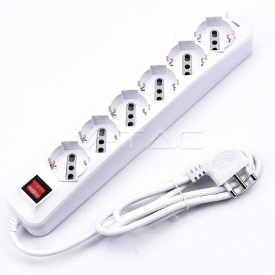 6 POS CON INTERRUTTORE LUMINOSO 10/16A BIPASSO/SCHUKO