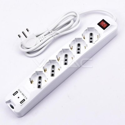 5 POS CON INTERRUTTORE LUMINOSO 10/16A BIPASSO/SCHUKO