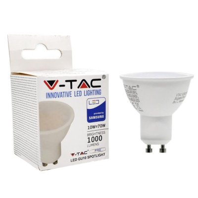 LED SPOTLIGHT SAMSUNG CHIP - GU10 10W MILKY COVER PLASTICA 4000K