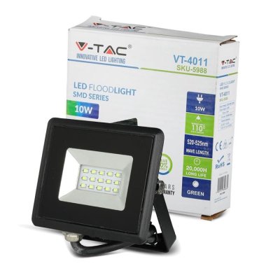 10W LED PROIETTORE SMD E-SERIES CORPO NERO LUCE VERDE IP65
