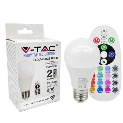 LED LAMPADINA 9W E27 A60 RA80 RGB + 3000K